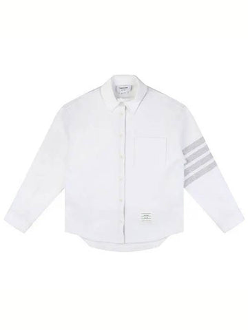 FJT247A 06772 100 Women s Diagonal Shirt Jacket White 1154699 - THOM BROWNE - BALAAN 1