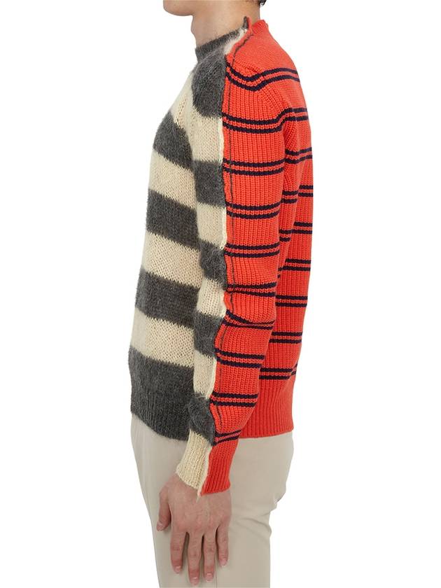 Striped Mohair Wool Blend Knit Top Grey - MARNI - BALAAN 4