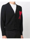 Big Heart Embroidered Logo Cardigan Pale Black - AMI - BALAAN 4