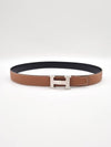 H buckle double sided belt 32mm black gold silver matte H073967CAAA - HERMES - BALAAN 2