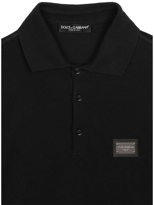 Men's Logo Plaque Cotton PK Shirt Black - DOLCE&GABBANA - BALAAN 5