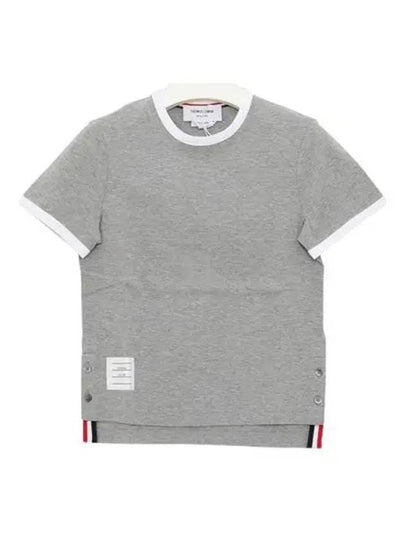 Asymmetric Hem Short Sleeve T-Shirt Grey - THOM BROWNE - BALAAN 2