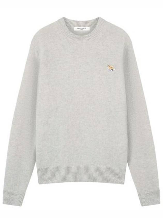 Baby Fox Patch Regular Knit Top Light Grey Melange - MAISON KITSUNE - BALAAN 2