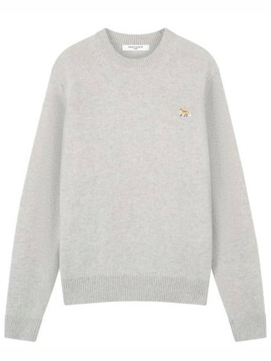 Baby Fox Patch Regular Knit Top Light Grey Melange - MAISON KITSUNE - BALAAN 2