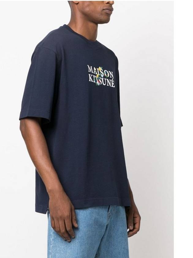 Flowers Oversized Short Sleeve T-Shirt Navy - MAISON KITSUNE - BALAAN 6