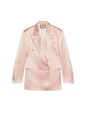 Women's Double Satin Blazer Jacket Pink - GUCCI - BALAAN 1