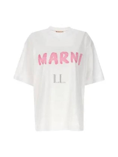 Logo Lettering Boxy Fit Short Sleeve T-Shirt White - MARNI - BALAAN 2