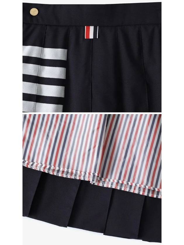 4 Bar Plain Weave Mini Pleated Skirt Navy - THOM BROWNE - BALAAN 4