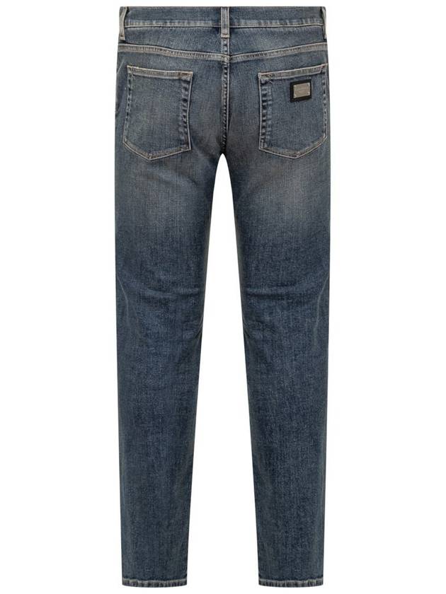 Blue Distressed Slim-Fit Jeans in Cotton Denim Man - DOLCE&GABBANA - BALAAN 3