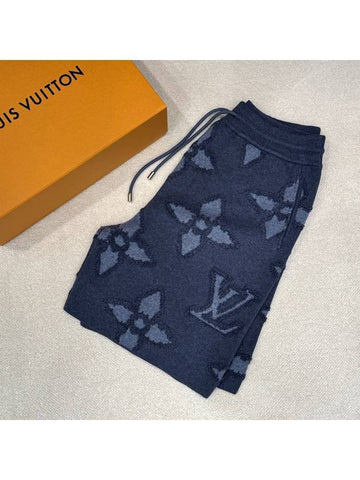 Men s Shorts Jacquard Textured Cotton Knit Indigo Blue - LOUIS VUITTON - BALAAN 1