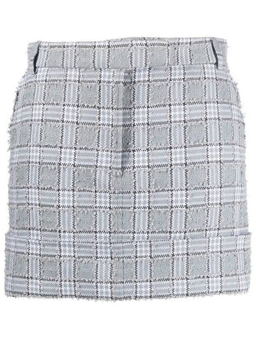 Thom Browne Ladies Med Grey Plaid-Check Print Mini Skirt, Brand Size 40 (US Size 8) - THOM BROWNE - BALAAN 1