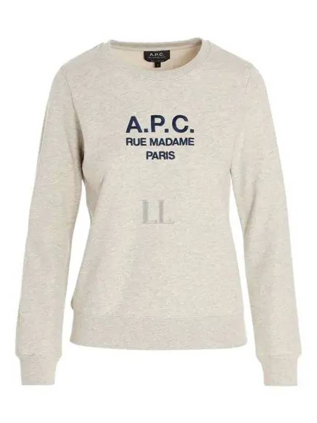 Women's TINa Logo Sweat Sweatshirt Heather Ecru - A.P.C. - BALAAN 2