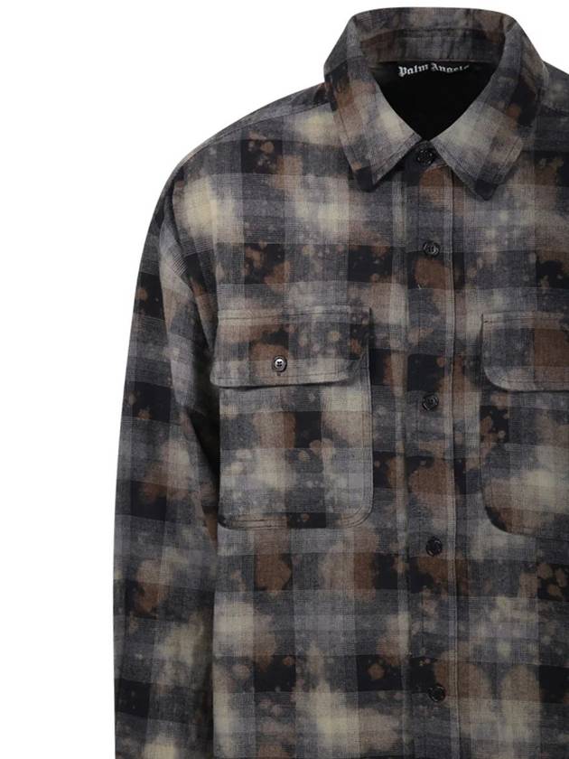 Palm Angels Curved Logo Check Long Sleeve Shirt Gray - PALM ANGELS - BALAAN 5