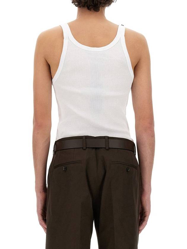 Logo Patch Detail Tank Top Sleeveless White - DOLCE&GABBANA - BALAAN 4