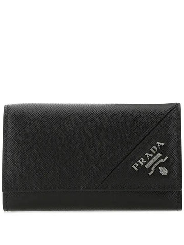 Saffiano Leather Key Holder Black - PRADA - BALAAN.