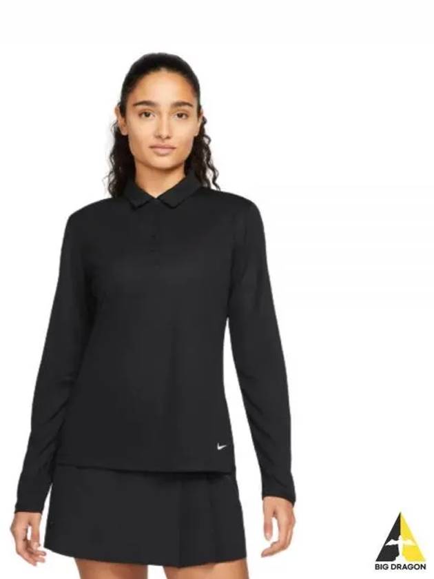 Women's Golf Dri Fit Victory Long Sleeve Polo Shirt Black - NIKE - BALAAN 2