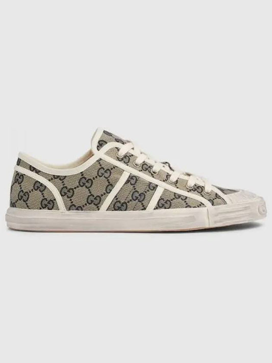 Men's GG Canvas Low Top Sneakers Beige Blue - GUCCI - BALAAN 2