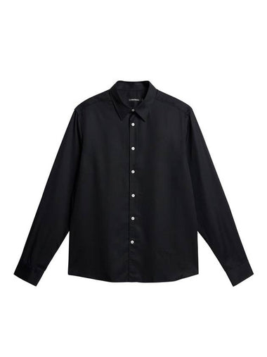 Comfort Tencel Slim Long Sleeve Shirt Black - J.LINDEBERG - BALAAN 1