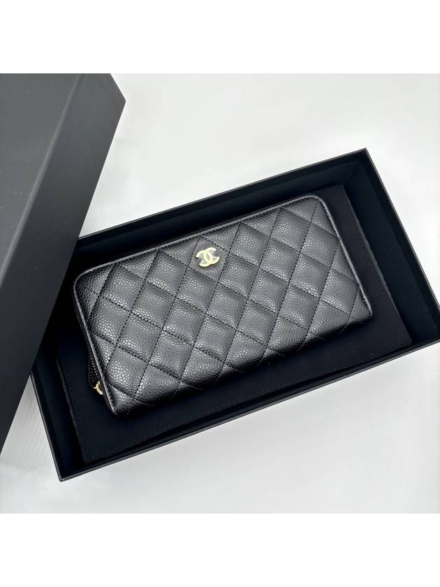 Classic Long Zipped Wallet Grained Calfskin & Gold Black - CHANEL - BALAAN 3