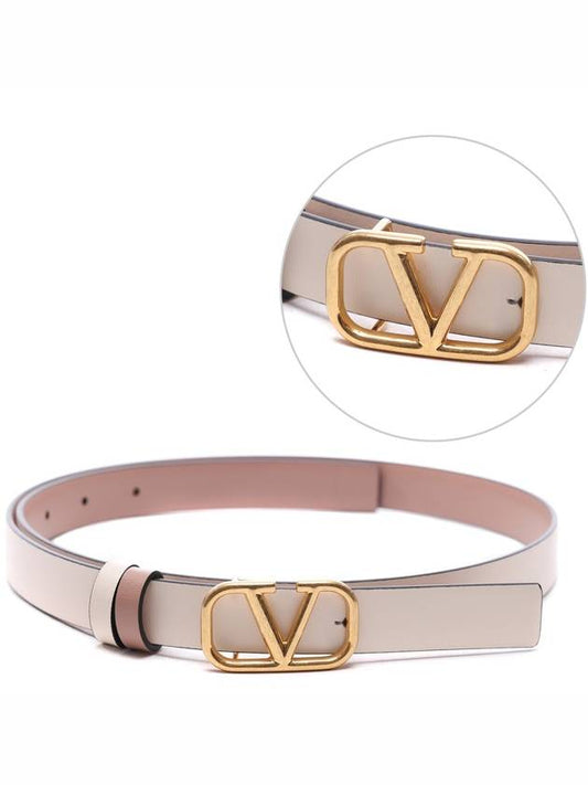 V Logo Signature Leather Belt Rose Canel - VALENTINO - BALAAN 2