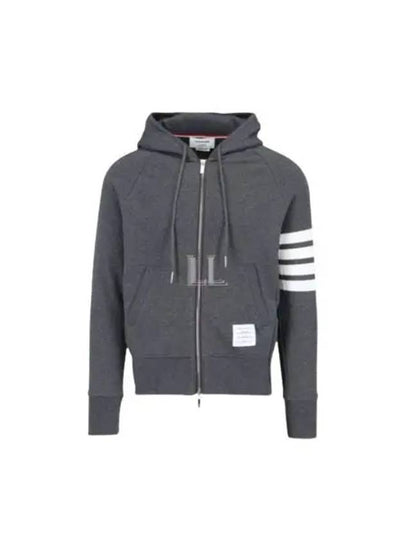 Engineered 4 Bar Diagonal Zip Up Hoodie Dark Grey - THOM BROWNE - BALAAN 2