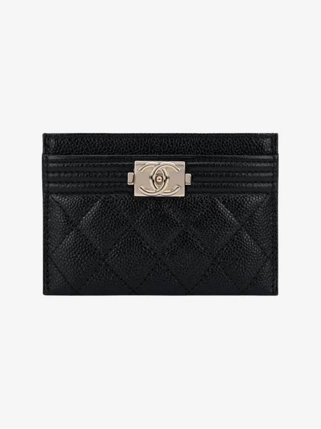 Boy Gold CC Logo Leather Card Wallet Black - CHANEL - BALAAN 2