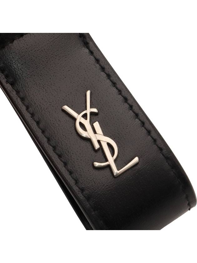 Black calfskin monogram silver mini key ring - SAINT LAURENT - BALAAN 8