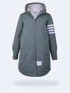 Tech Faille 4 Bar Down Hooded Padding Green - THOM BROWNE - BALAAN 2