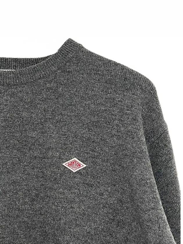 Lambswool Crew Neck Knit Top Charcoal - DANTON - BALAAN 4