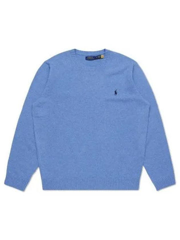 Wool Cashmere Crew Neck Sweater Blue - POLO RALPH LAUREN - BALAAN 1