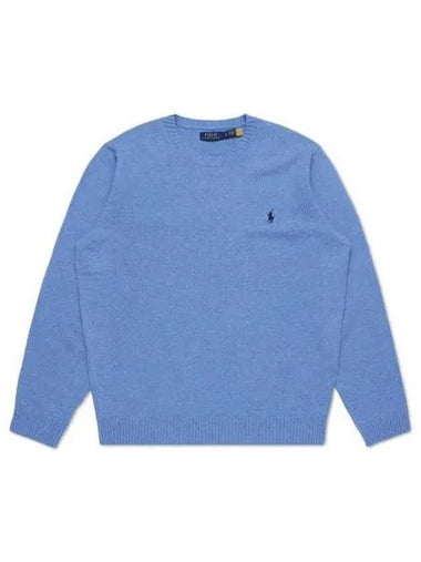 Wool Cashmere Crew Neck Sweater Blue - POLO RALPH LAUREN - BALAAN 1