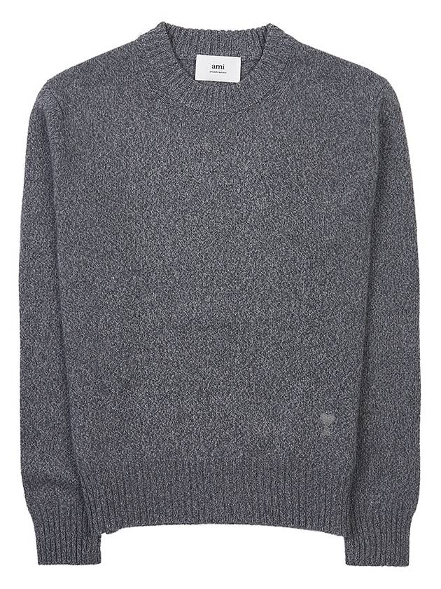 Men's Cashmere Blend Crew Neck Knit Top Grey - AMI - BALAAN 11