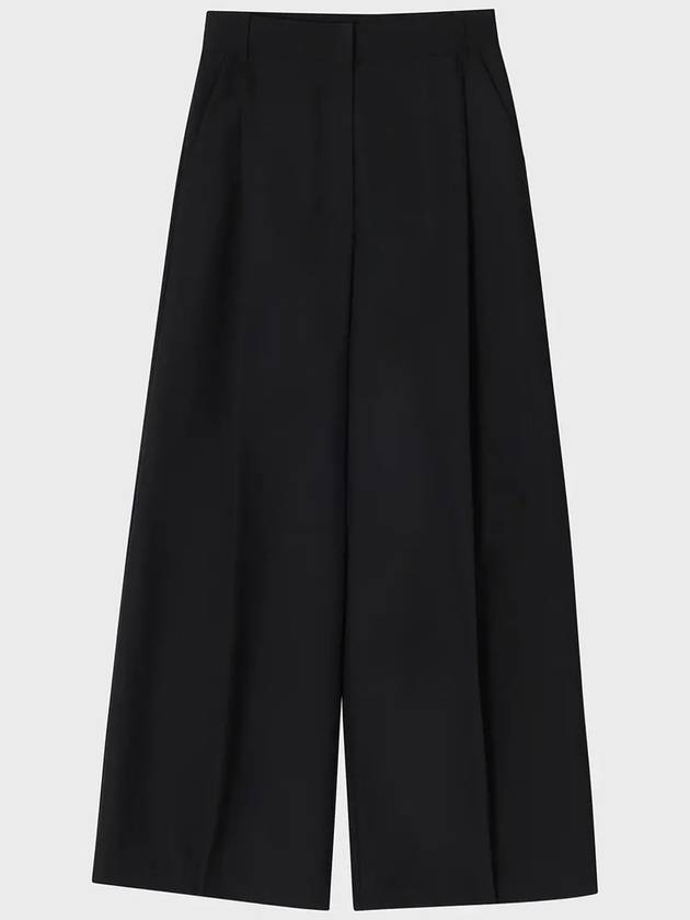 Wool Win Tuck Wide Slacks Black - NOIRER FOR WOMEN - BALAAN 3