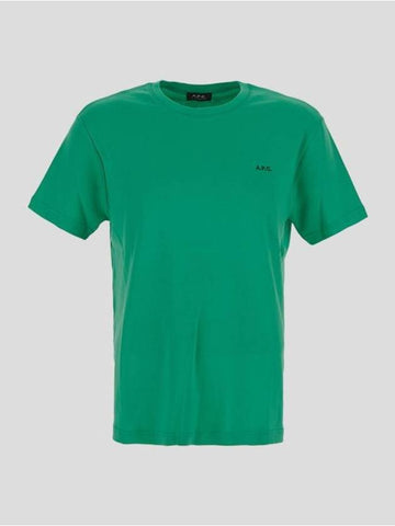 Lewis Cotton Short Sleeve T-Shirt Green - A.P.C. - BALAAN 1