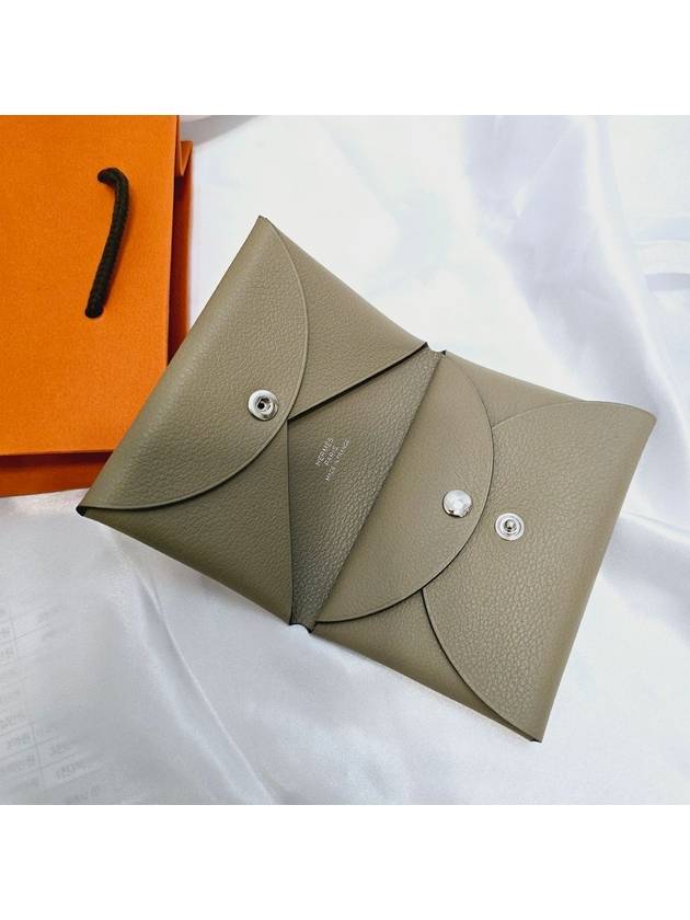 Calvi Duo Card Wallet Holder Evercolor Beige Marfa H085238CK8Q - HERMES - BALAAN 3