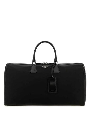 Re-Nylon Brushed Leather Duffel Bag Black - PRADA - BALAAN 1