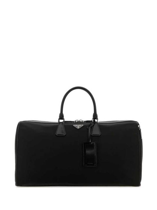 Re-Nylon Brushed Leather Duffel Bag Black - PRADA - BALAAN 1