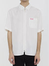 Embroidered Logo Patch Zipper Short Sleeve Shirt White - DIOR - BALAAN 1