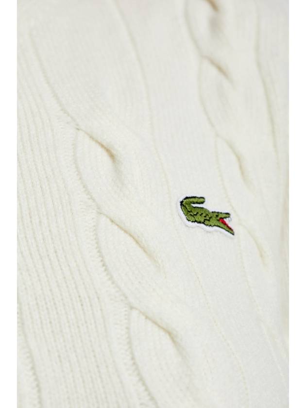 Lacoste Wool Sweater With Logo, Women's, Cream - LACOSTE - BALAAN 5