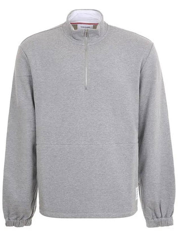 Funnel Neck Half Zip Sweatshirt Grey - THOM BROWNE - BALAAN 1