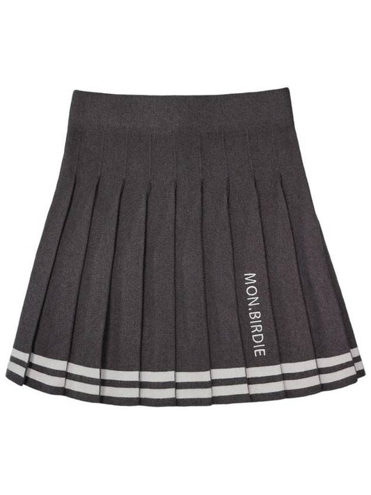 SAILOR KNIT SKIRT line pleated GREY - MONBIRDIE GOLF - BALAAN 1