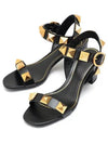 Roman Stud Calfskin Sandals Heel Black - VALENTINO - BALAAN.