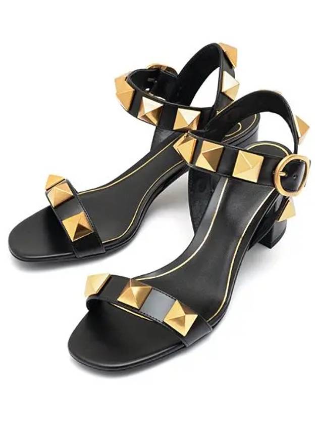 Women's Roman Stud Slide Sandal Heels Black - VALENTINO - BALAAN 3