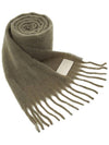 Logo Patch Fringe Wool Muffler Taupe - AMI - BALAAN 10