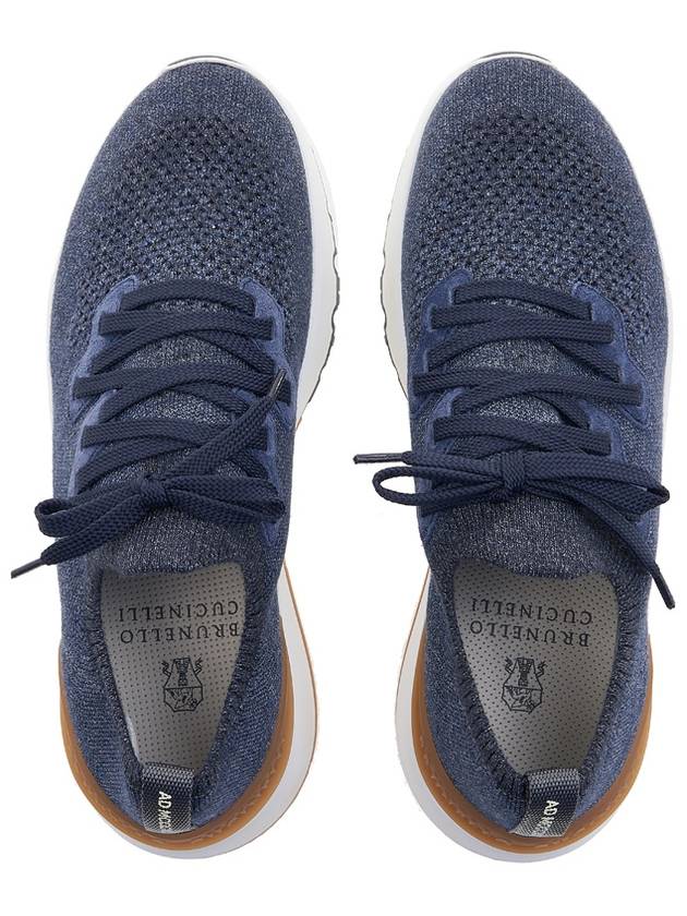 Stretch Knit Low Top Sneakers Blue - BRUNELLO CUCINELLI - BALAAN 7