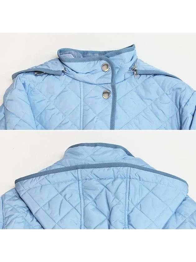 Diamond Recycled Nylon Quilted Hooded Jacket Denim Blue - BURBERRY - BALAAN 5