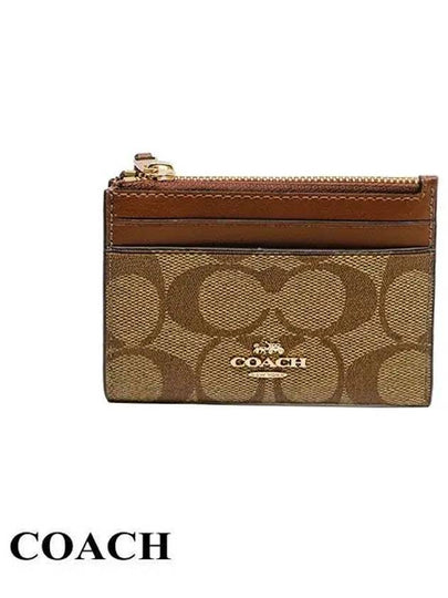 Signature Canvas Mini Skinny ID Case Brown - COACH - BALAAN 2