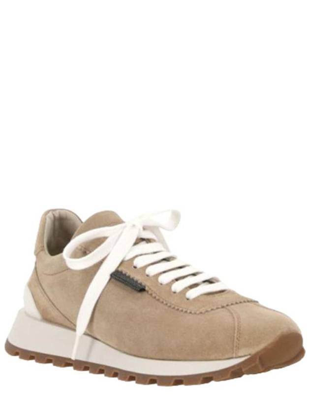 Chain Suede Low Top Sneakers Beige - BRUNELLO CUCINELLI - BALAAN 3