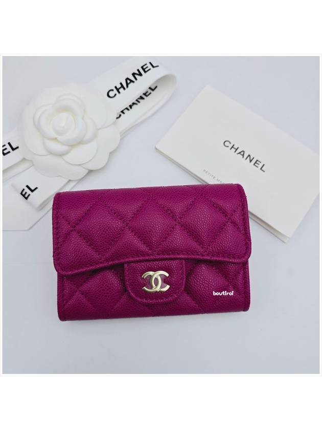 Classic caviar zipper card wallet snap card wallet purple dark pink AP4096 - CHANEL - BALAAN 6