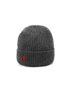 Heart Logo Wool Beanie Heather Grey - AMI - BALAAN 2